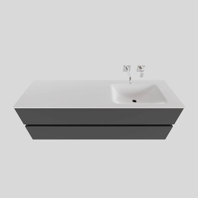 Badkamermeubel Solid Surface BWS Oslo 150×46 cm Rechts Mat Antraciet (0 kraangaten)