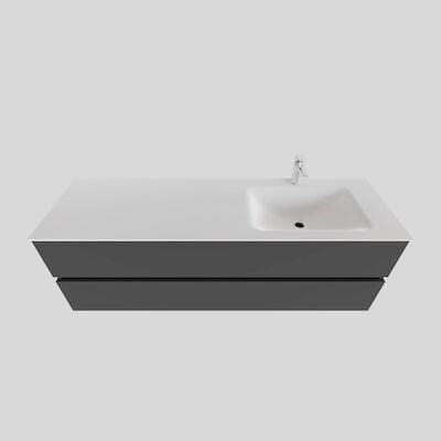 Badkamermeubel Solid Surface BWS Oslo 150×46 cm Rechts Mat Antraciet (met 1 kraangat)