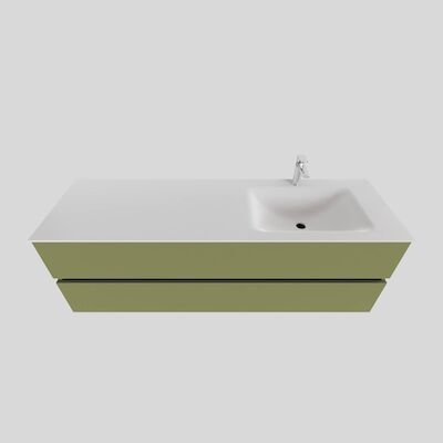 Badkamermeubel Solid Surface BWS Oslo 150×46 cm Rechts Mat Groen (met 1 kraangat)