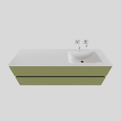Badkamermeubel Solid Surface BWS Oslo 150×46 cm Rechts Mat Groen (zonder kraangaten)