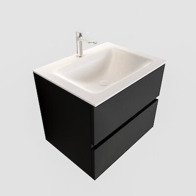 Badkamermeubel Solid Surface BWS Oslo 60×45 cm Mat Zwart Urban (1 kraangat)