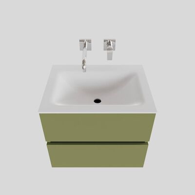 Badkamermeubel Solid Surface BWS Oslo 60×46 cm Mat Groen (zonder kraangaten)