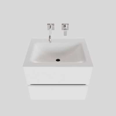 Badkamermeubel Solid Surface BWS Oslo 60×46 cm Mat Wit (zonder kraangaten)
