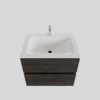 Badkamermeubel Solid Surface BWS Oslo 60×46 cm Wood Dark Brown (met 1 kraangat)