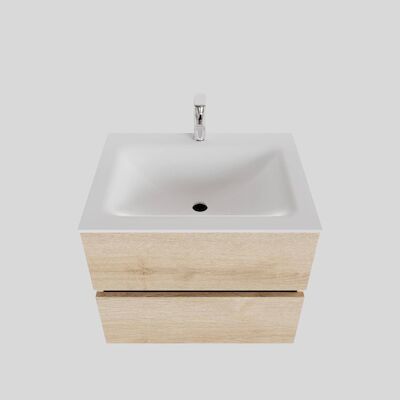Badkamermeubel Solid Surface BWS Oslo 60×46 cm Wood Washed Oak (1 kraangat)