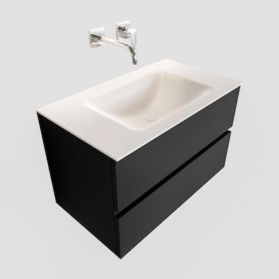 Badkamermeubel Solid Surface BWS Oslo 80×45 cm Mat Zwart Urban (0 kraangaten)