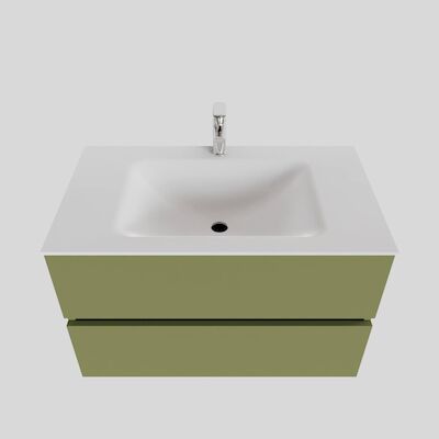 Badkamermeubel Solid Surface BWS Oslo 80×46 cm Mat Groen (met 1 kraangat)