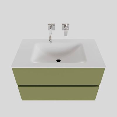 Badkamermeubel Solid Surface BWS Oslo 80×46 cm Mat Groen (zonder kraangaten)