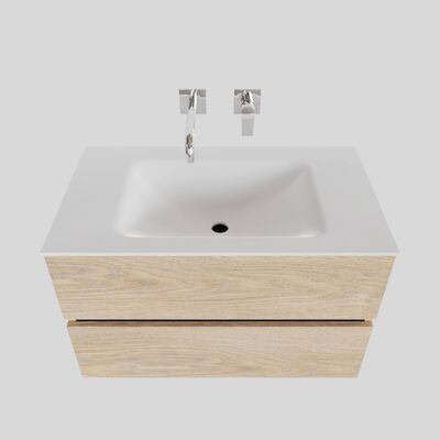 Badkamermeubel Solid Surface BWS Oslo 80×46 cm Wood Washed Oak (0 kraangaten)