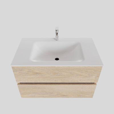 Badkamermeubel Solid Surface BWS Oslo 80×46 cm Wood Washed Oak (1 kraangat)