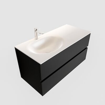 Badkamermeubel Solid Surface BWS Stockholm 100×45 cm Mat Zwart Urban Links (1 kraangat)