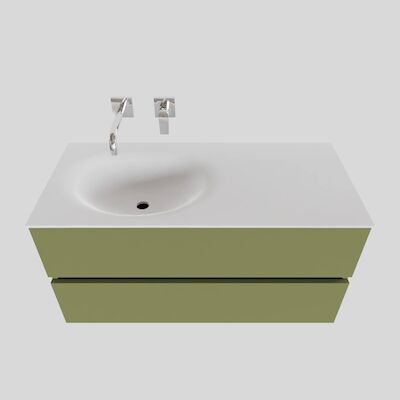 Badkamermeubel Solid Surface BWS Stockholm 100×46 cm Links Mat Groen (zonder kraangat)