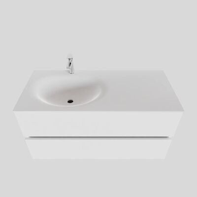 Badkamermeubel Solid Surface BWS Stockholm 100×46 cm Links Mat Wit (met 1 kraangat)