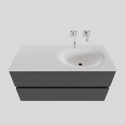 Badkamermeubel Solid Surface BWS Stockholm 100×46 cm Rechts Mat Antraciet (zonder kraangat)