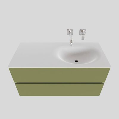 Badkamermeubel Solid Surface BWS Stockholm 100×46 cm Rechts Mat Groen (zonder kraangat)