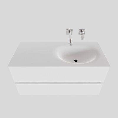 Badkamermeubel Solid Surface BWS Stockholm 100×46 cm Rechts Mat Wit (zonder kraangat)