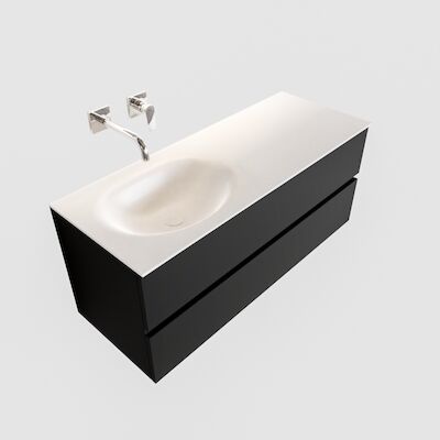Badkamermeubel Solid Surface BWS Stockholm 120×45 cm Mat Zwart Urban Links (0 kraangaten)
