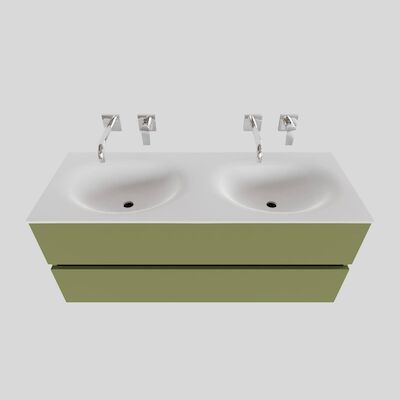 Badkamermeubel Solid Surface BWS Stockholm 120×46 cm Dubbel Mat Groen (zonder kraangaten)