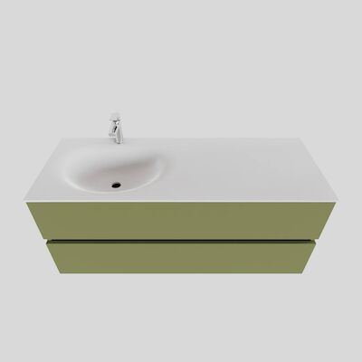 Badkamermeubel Solid Surface BWS Stockholm 120×46 cm Links Mat Groen (met 1 kraangat)