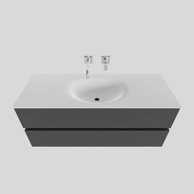 Badkamermeubel Solid Surface BWS Stockholm 120×46 cm Midden Mat Antraciet (zonder kraangat)