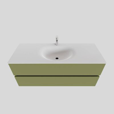 Badkamermeubel Solid Surface BWS Stockholm 120×46 cm Midden Mat Groen (met 1 kraangat)
