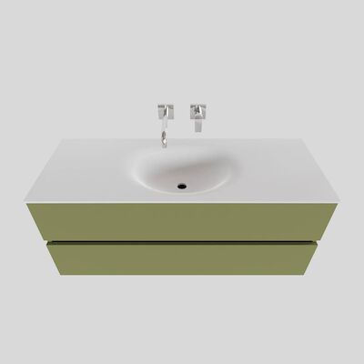 Badkamermeubel Solid Surface BWS Stockholm 120×46 cm Midden Mat Groen (zonder kraangat)