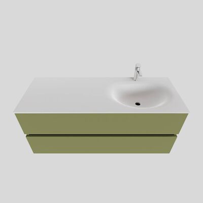 Badkamermeubel Solid Surface BWS Stockholm 120×46 cm Rechts Mat Groen (met 1 kraangat)