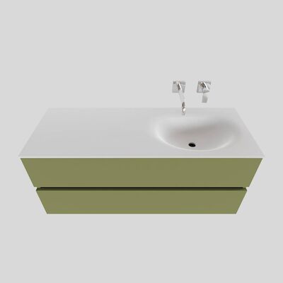 Badkamermeubel Solid Surface BWS Stockholm 120×46 cm Rechts Mat Groen (zonder kraangat)