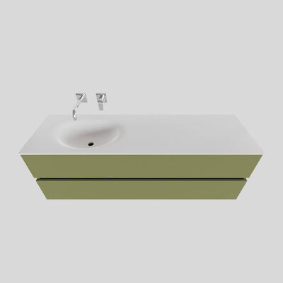 Badkamermeubel Solid Surface BWS Stockholm 150×46 cm Links Mat Groen (zonder kraangat)