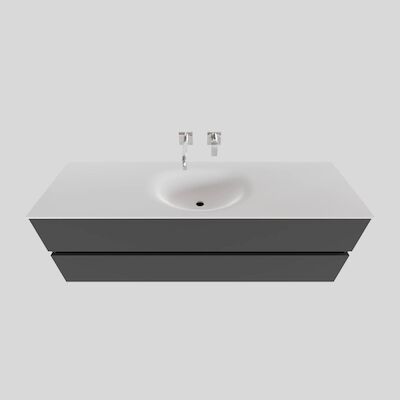 Badkamermeubel Solid Surface BWS Stockholm 150×46 cm Midden Mat Antraciet (zonder kraangat)