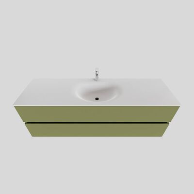 Badkamermeubel Solid Surface BWS Stockholm 150×46 cm Midden Mat Groen (met 1 kraangat)