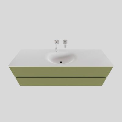 Badkamermeubel Solid Surface BWS Stockholm 150×46 cm Midden Mat Groen (zonder kraangat)