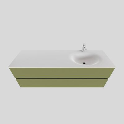Badkamermeubel Solid Surface BWS Stockholm 150×46 cm Rechts Mat Groen (met 1 kraangat)