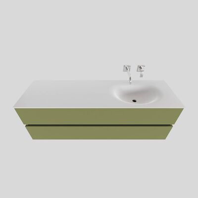 Badkamermeubel Solid Surface BWS Stockholm 150×46 cm Rechts Mat Groen (zonder kraangat)