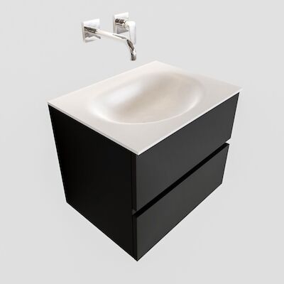 Badkamermeubel Solid Surface BWS Stockholm 60×45 cm Mat Zwart Urban (0 kraangaten)