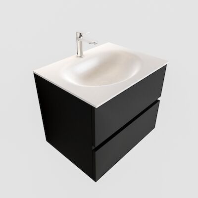 Badkamermeubel Solid Surface BWS Stockholm 60×45 cm Mat Zwart Urban (1 kraangat)