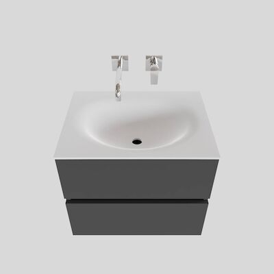 Badkamermeubel Solid Surface BWS Stockholm 60×46 cm Mat Antraciet (zonder kraangat)