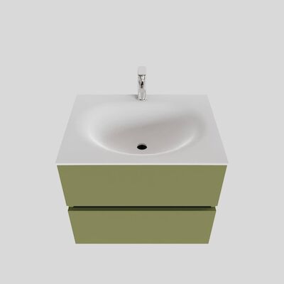 Badkamermeubel Solid Surface BWS Stockholm 60×46 cm Mat Groen (met 1 kraangat)