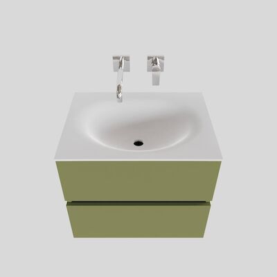 Badkamermeubel Solid Surface BWS Stockholm 60×46 cm Mat Groen (zonder kraangat)