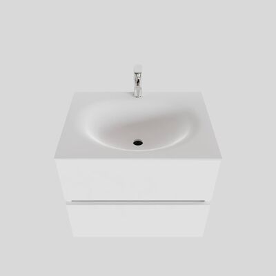 Badkamermeubel Solid Surface BWS Stockholm 60×46 cm Mat Wit (met 1 kraangat)