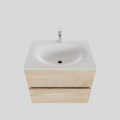 Badkamermeubel Solid Surface BWS Stockholm 60×46 cm Wood Washed Oak (1 kraangat)