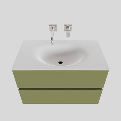 Badkamermeubel Solid Surface BWS Stockholm 80×46 cm Mat Groen (zonder kraangat)