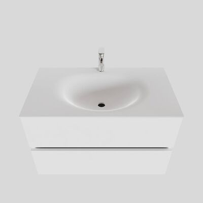 Badkamermeubel Solid Surface BWS Stockholm 80×46 cm Mat Wit (met 1 kraangat)