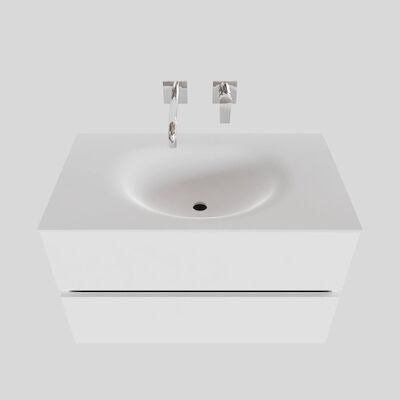 Badkamermeubel Solid Surface BWS Stockholm 80×46 cm Mat Wit (zonder kraangat)