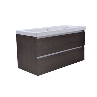 Badkamermeubel Wiesbaden Vision 80×46 met wastafel Houtnerf Grijs