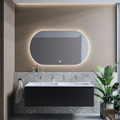 Badkamermeubelset BWS Anubis 120cm 1 Lade Mat Zwart Met Wastafel (Naar Keuze)