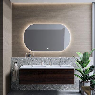 Badkamermeubelset BWS Anubis 120cm 2 Laden Sonama Charcoal Eiken Met Wastafel (Naar Keuze)