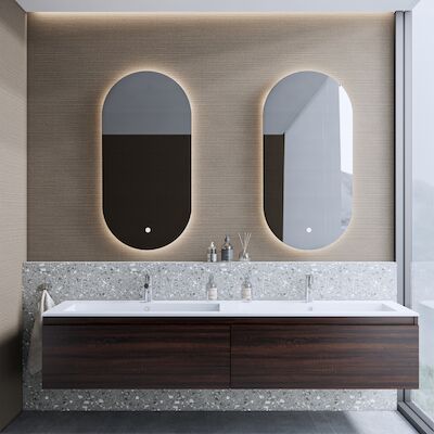 Badkamermeubelset BWS Anubis 180cm 2 Laden Sonama Charcoal Eiken Met Wastafel (Naar Keuze)