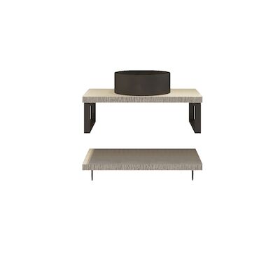 Badkamermeubelset BWS Eiken Massief Hout Bovenblad Met Boomschors 80 cm Wit