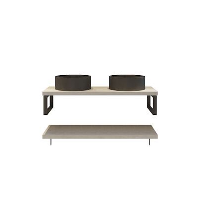 Badkamermeubelset BWS Eiken Massief Hout Bovenblad Recht 120 cm Wit